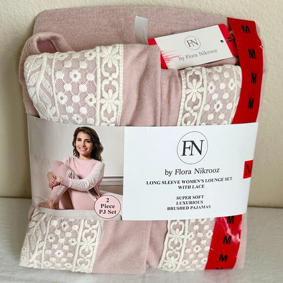 New Flora Nikrooz Women's 2 Piece Lounge Set With Lace Size M Top & Jogger Pant - Picture 1 of 16